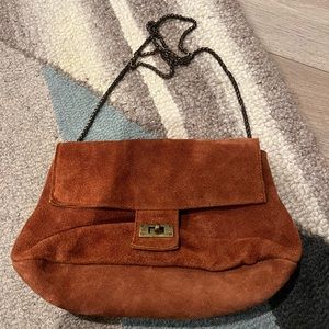 Suede Free People chain strap crossbody bag.